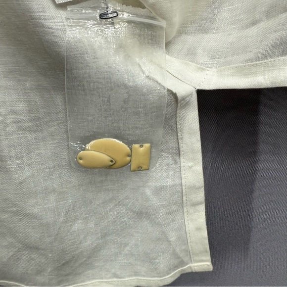 Talbots Woman Size X Ivory 100% Irish Linen Beaded Tunic Top 3/4 Sleeve - Picture 6 of 8